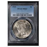 1925 $1 PCGS MS63 Peace Dollar