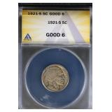 1921 S 5C ANACS G6 Buffalo Nickel solid coin