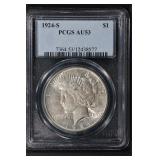1924 S PCGS AU53 Peace Dollar
