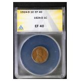1924 D 1C ANACS EF40 Lincoln Cent BETTER DATE