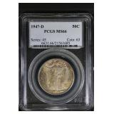1947 D 50C PCGS Walking Liberty Half MS66 TONER!