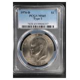 1976 D $1 PCGS MS65 Type 1 Eisenhower Dollar