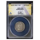 1835 25C ANACS F12 Capped Bust Quarter Details