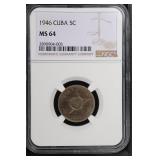 1946 5c NGC MS64 Cuba Nickel