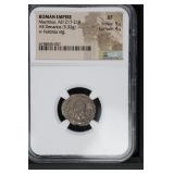 Ancient Roman Empire AR Denarius NGC XF 217-8 AD
