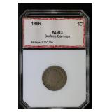 1886 5C PCI AG3 Liberty Nickel details BETTER DATE