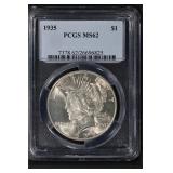 1935 $1 PCGS MS62 Peace Silver Dollar