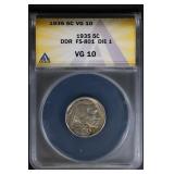1935 5C DDR FS-801 Die 1 ANACS VG10 Buffalo Nickel