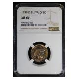 1938 D 5C NGC MS66 Buffalo Nickel Gorgeous gem BU