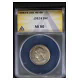 1932 S 25C ANACS AU50 Washington KEY DATE