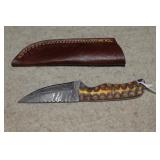 Damascus Style Fixed Blade Knife w/ Multicolor