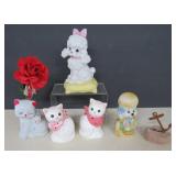 Porcelain Cat S/P Shakers, Poodle, Bell, Anchor