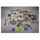 Lot Of Key Chains, Key Rings, And Vintage Button