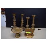 Four Candle Holders & Two Pedestal Stands