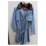 Jennifer Lopez Belted Denim Long Jacket - Large