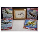 Vtg. Squadron Insignia Puzzles&Signed 1944 Framed