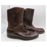 Men's Brown Leather Side Zip Boots - Sz 10.5M