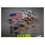 32 American Flag Lapel Pins and 2 Texas Lapel Pins