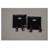 Two Sterling Pair of Amber Earrings