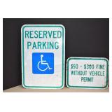 Metal Reserved Parking & Fine Without Permit Signs