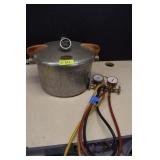Vintage Pressure Cooker & Manifold Gauge