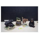 Two Home Interiors Bear Figurines, New Candle