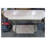 Marble Top 2-Tier Table in Metal Frame - 42x33'