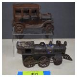 Vintage Cast Iron Car And Locomotive - Locomotive