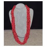 Red Braided Sead Bead Necklace