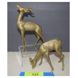 Two Mid Century Brass Deer (5' & 7')