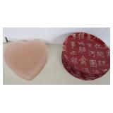 14 Chinese Calligraphy 8' Plates & Satin Glass Box