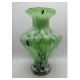 Large Handblown Mottled Green Vase - 13x8'