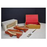 Vtg. Japanese Wooden Sandals & Burlap Covered Box