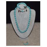 Turquoise Look Necklace, Bracelet & Earrings