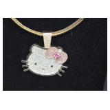 Hello Kitty Rhinestone Necklace On Omega Chain