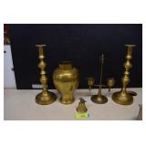 Brass Candlesticks, Bell & Ginger Jar