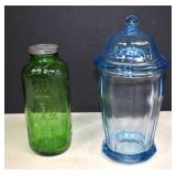 Vtg. Indiana Glass Aqua Blue Apothecary Jar &