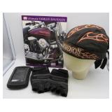 Harley-Davidson Book, Doo-Rag, Gloves and Case