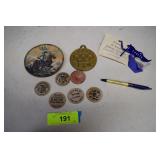 Copper Horse & Rider, 1983 Olympic Tag, Wooden