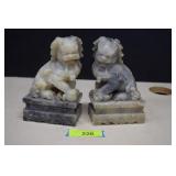 Pair of Foo Dog Soapstone Book Ends