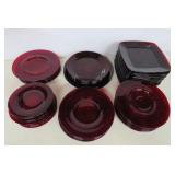 Large Lot of Cranberry Colored Plates - 50 Pcs.