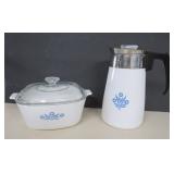 Corning Ware 9 Cup Percolator & Lidded Casserole