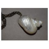 Antique Turbo Shell Snuff Box Pend. on Chain