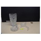 Cut Crystal Vase & Candy Dishes