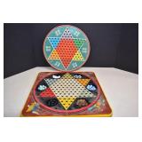 Vtg. Tin Litho Chinese Checkers Games,One Rotates