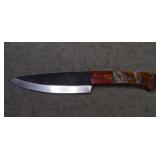 Straight Edge Kitchen Knife w/ Orange Color Handle