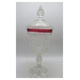 Vtg. Indiana Glass Diamond Point Ruby Footed