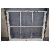 Vintage Wood Six Panel Glass Window 36'x32'