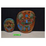 Two Terra Cotta Mexican Folk Art Masks