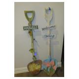 Two Spring and Fall Painted Shovel Wall Decor